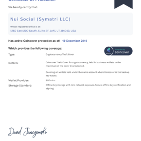 Coincover certificate – Nui 